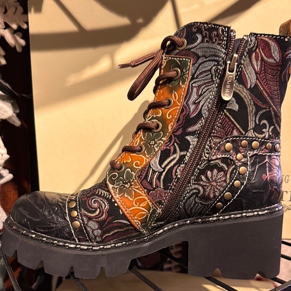 Spring Step L Artiste Floral Combat Boots Sz 36 - Picture 2 of 2
